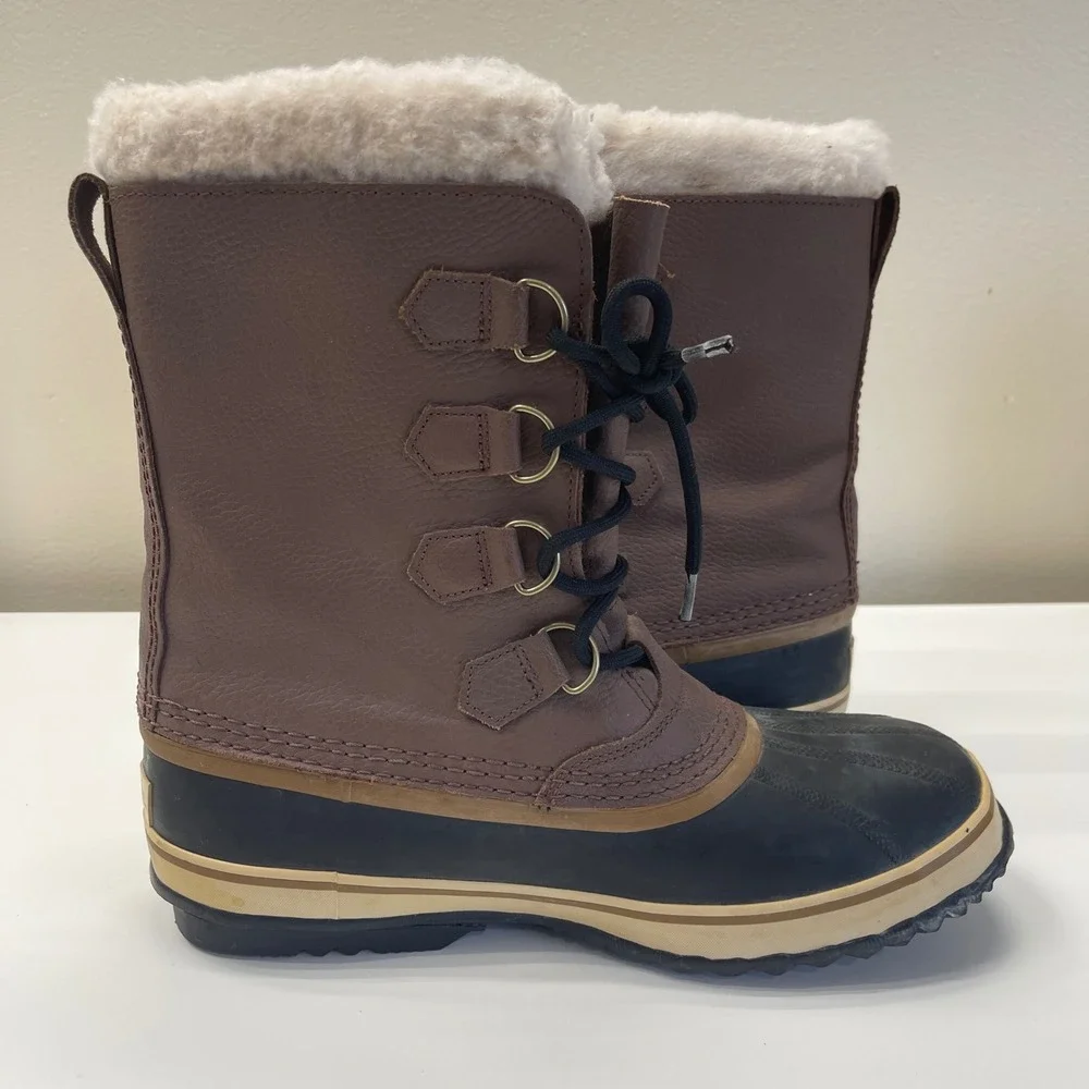 Sorel 1964 Pac T Boots Mens 10 Brown Leather Waterproof Winter Snow NM1439-228